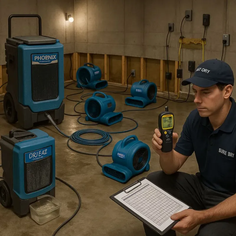 Structural Drying and Dehumidification process in Hillsborough, CA
